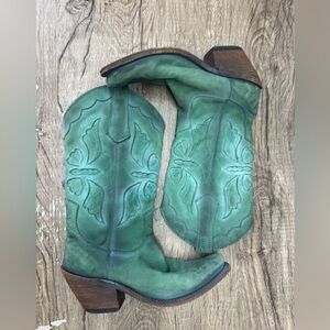 Liberty black turquoise colored butterfly boots size‎ 5